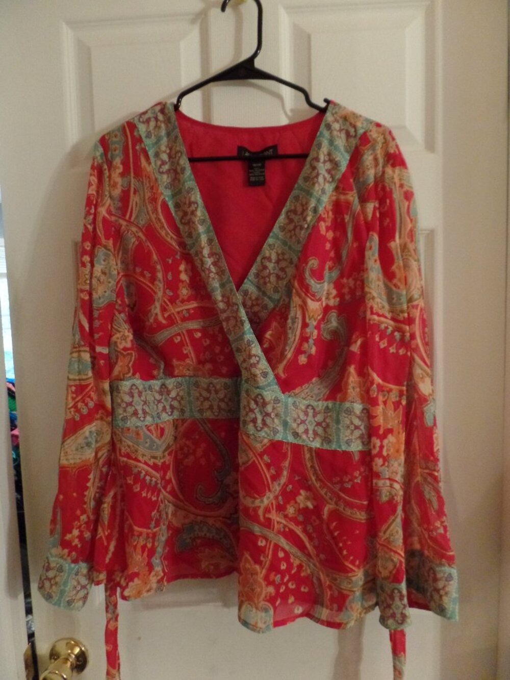 Lane Bryant 18/20 18W 20W Pullover Blouse w/Adjustable Empire Waist Tie Airy